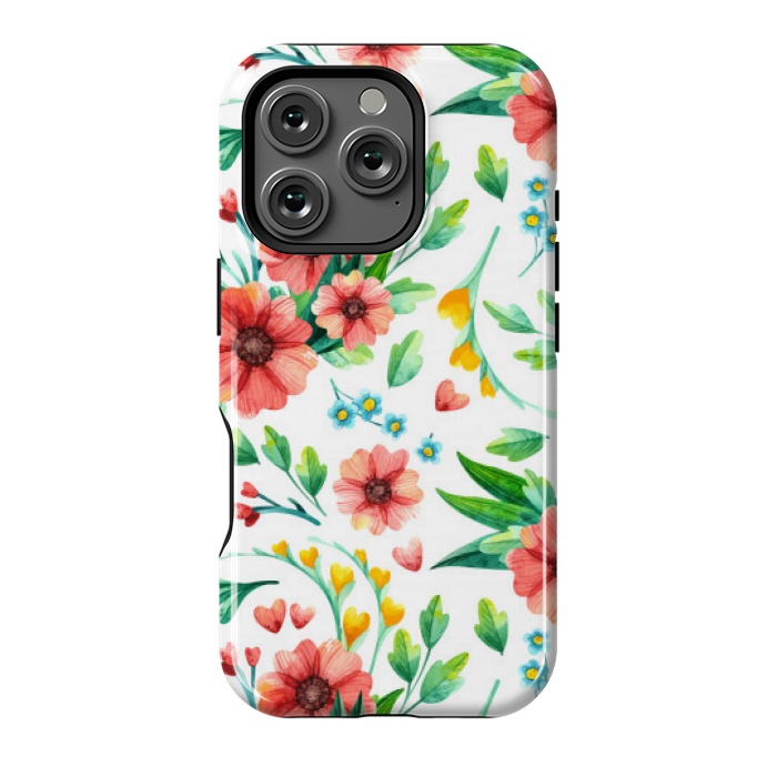 iPhone 16 Pro StrongFit orange peach floral pattern by MALLIKA