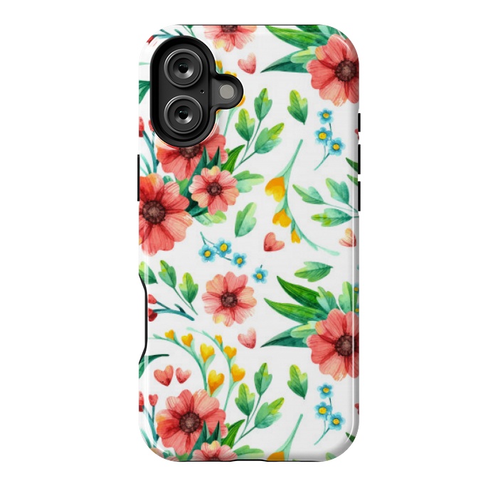 iPhone 16 Plus StrongFit orange peach floral pattern by MALLIKA