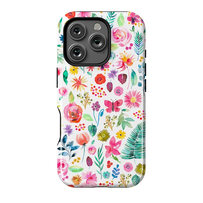 iPhone 16 Pro StrongFit Colorful Botanical Plants and Flowers by Ninola Design