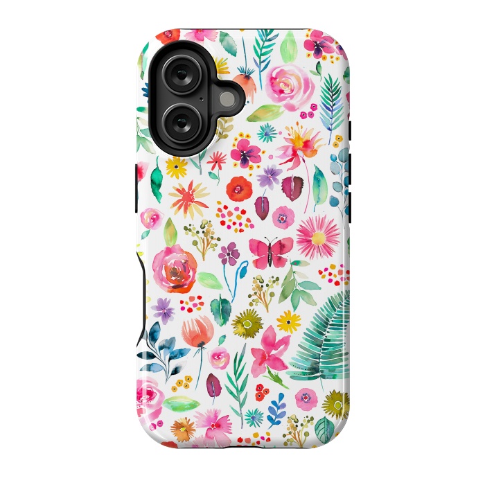 iPhone 16 StrongFit Colorful Botanical Plants and Flowers by Ninola Design