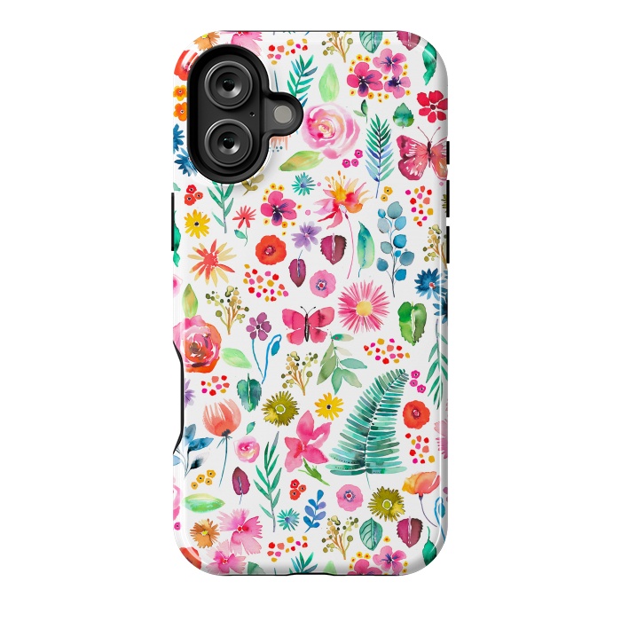 iPhone 16 Plus StrongFit Colorful Botanical Plants and Flowers by Ninola Design