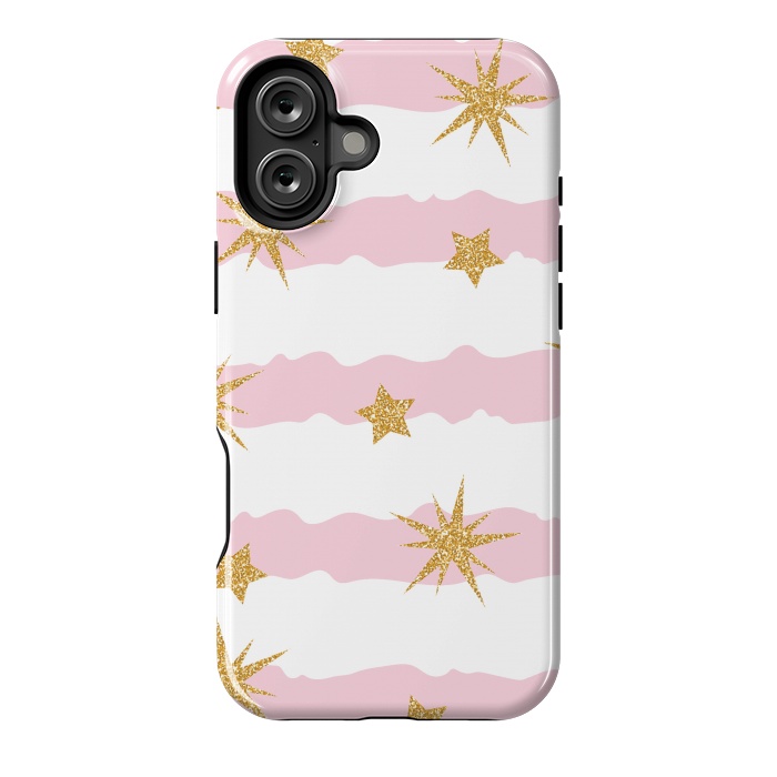 iPhone 16 Plus StrongFit Golden Stars Pattern by Bledi