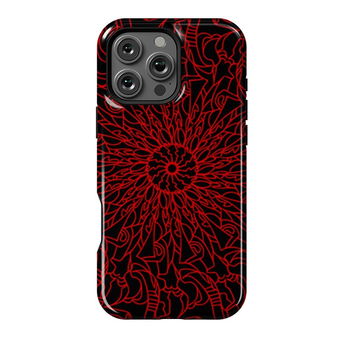 iPhone 16 Pro Max StrongFit Red Mandala intricate pattern by Josie