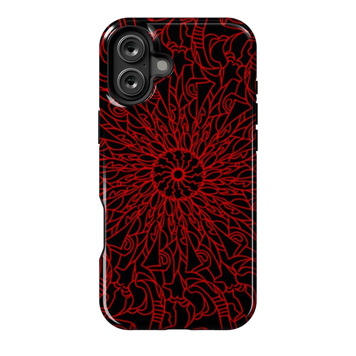 iPhone 16 Plus StrongFit Red Mandala intricate pattern by Josie