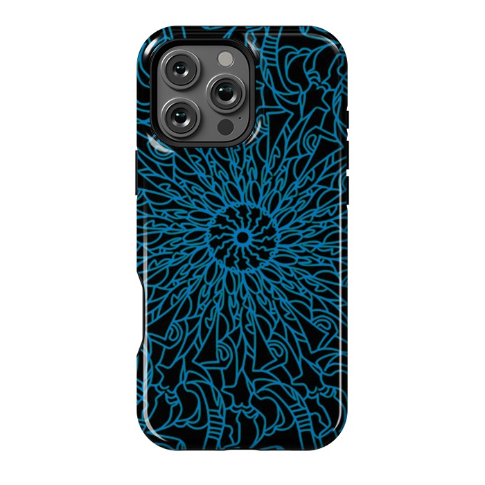 iPhone 16 Pro Max StrongFit Blue intricate pattern floral mandala geometry by Josie