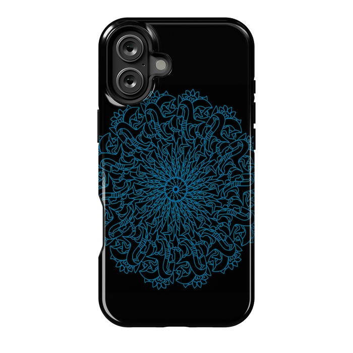 iPhone 16 Plus StrongFit Blue floral mandalas by Josie