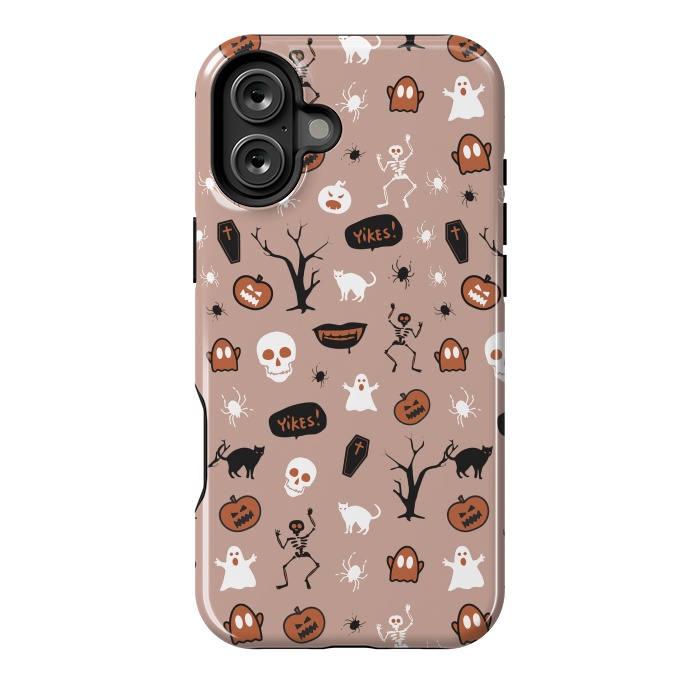 iPhone 16 Plus StrongFit Playful neutral Halloween monsters pattern by Oana 