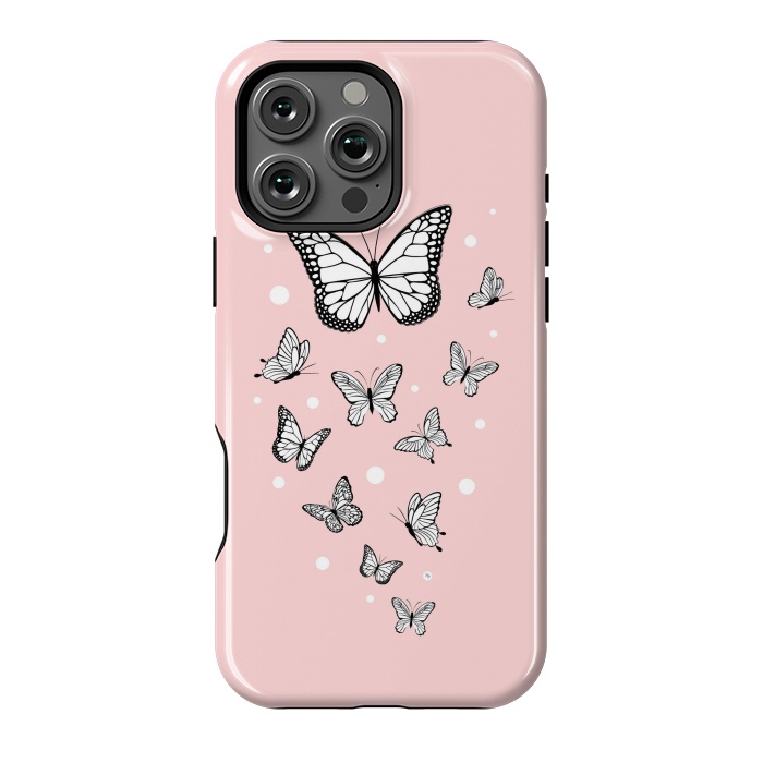 iPhone 16 Pro Max StrongFit Pink Butterflies by Martina