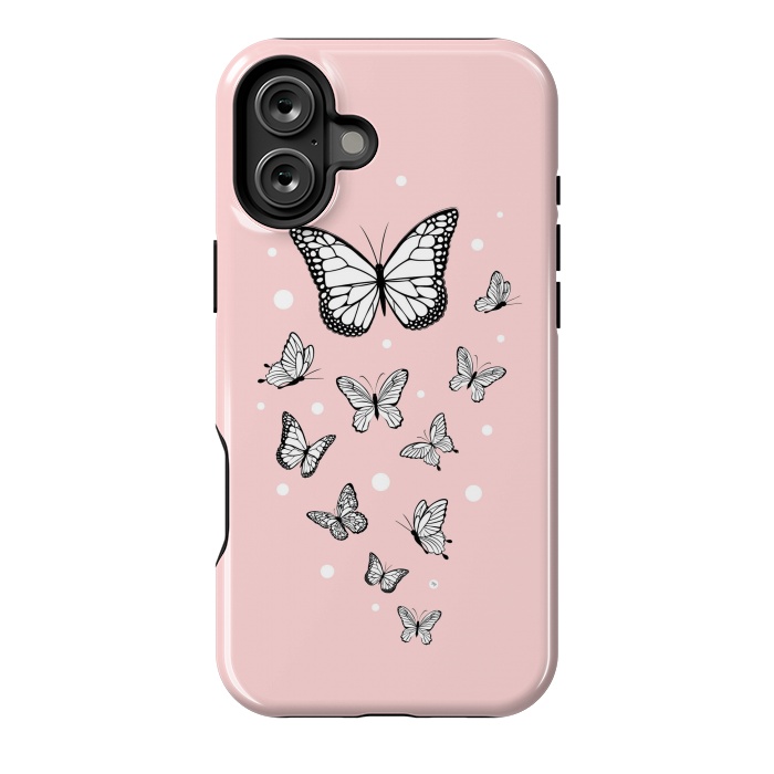 iPhone 16 Plus StrongFit Pink Butterflies by Martina