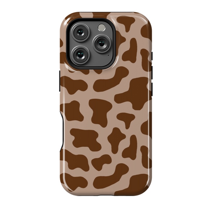 iPhone 16 Pro StrongFit Chocolate Milk Brown Cow Print by Julie Erin Designs