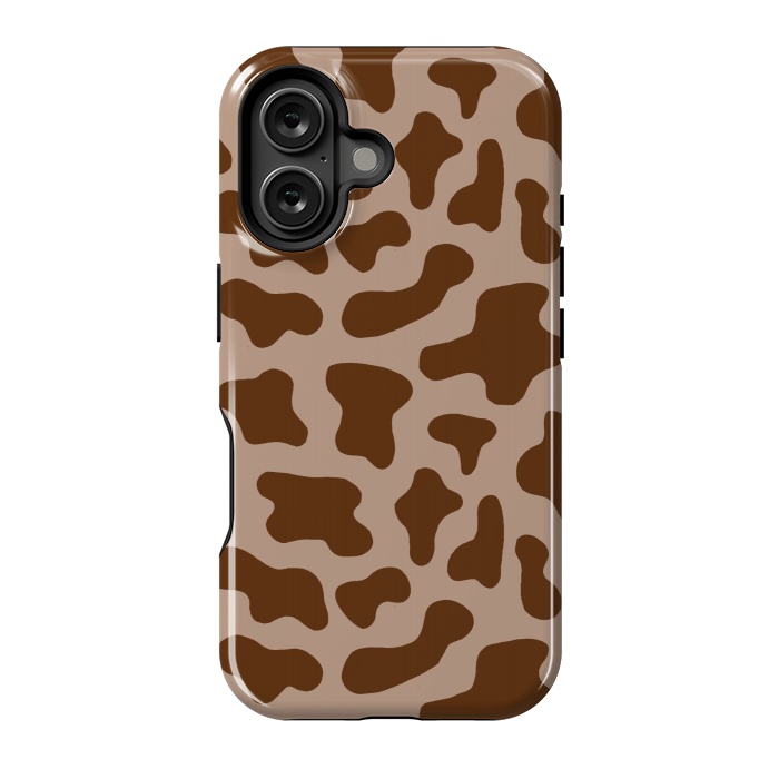 iPhone 16 StrongFit Chocolate Milk Brown Cow Print by Julie Erin Designs