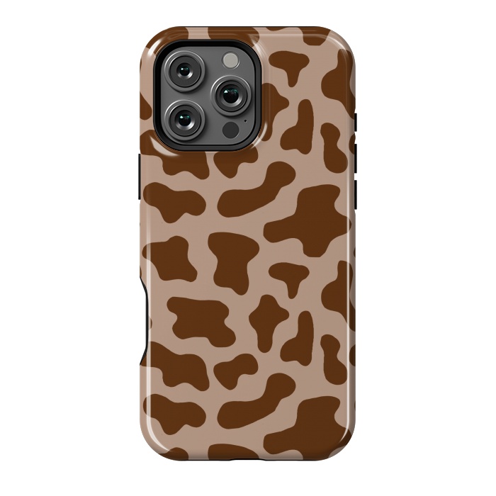 iPhone 16 Pro Max StrongFit Chocolate Milk Brown Cow Print by Julie Erin Designs