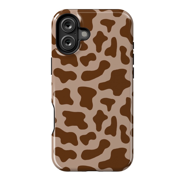 iPhone 16 Plus StrongFit Chocolate Milk Brown Cow Print by Julie Erin Designs