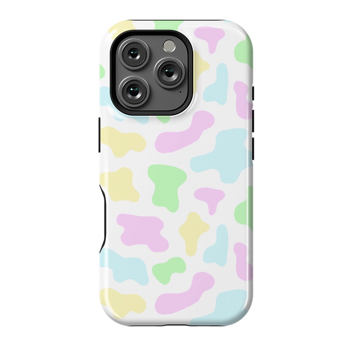 iPhone 16 Pro StrongFit Pastel Rainbow Cow Print by Julie Erin Designs