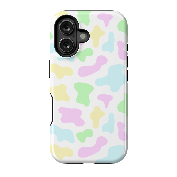 iPhone 16 StrongFit Pastel Rainbow Cow Print by Julie Erin Designs