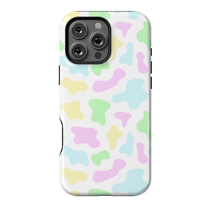 iPhone 16 Pro Max StrongFit Pastel Rainbow Cow Print by Julie Erin Designs