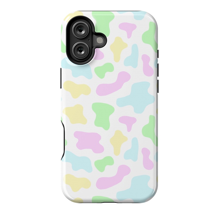 iPhone 16 Plus StrongFit Pastel Rainbow Cow Print by Julie Erin Designs