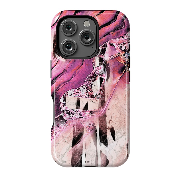 iPhone 16 Pro StrongFit Pink geode stone and marble stripes by Oana 