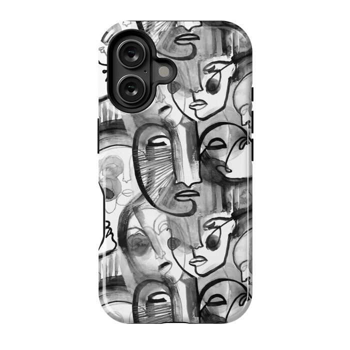 iPhone 16 StrongFit Tribal ink line art portaits by Oana 