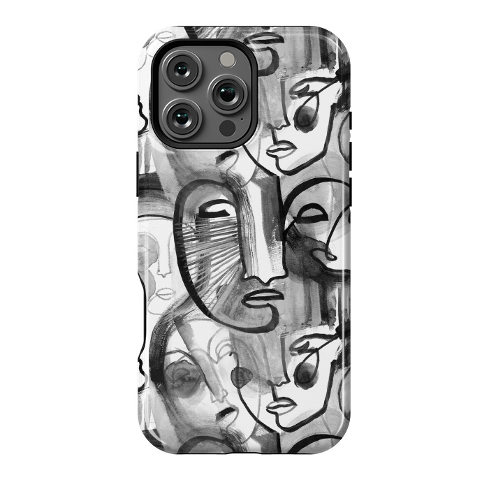 iPhone 16 Pro Max StrongFit Tribal ink line art portaits by Oana 