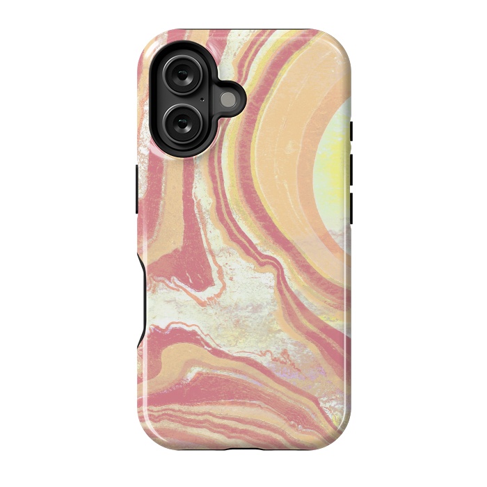 iPhone 16 StrongFit Solar terracotta yellow marble art by Oana 