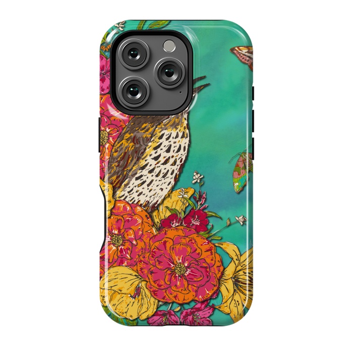 iPhone 16 Pro StrongFit Floral Songthrush by Lotti Brown