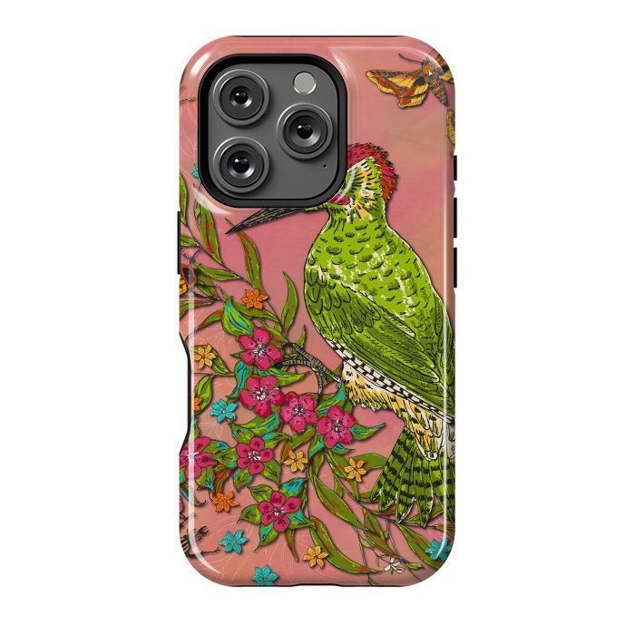 iPhone 16 Pro StrongFit Floral Woodpecker by Lotti Brown