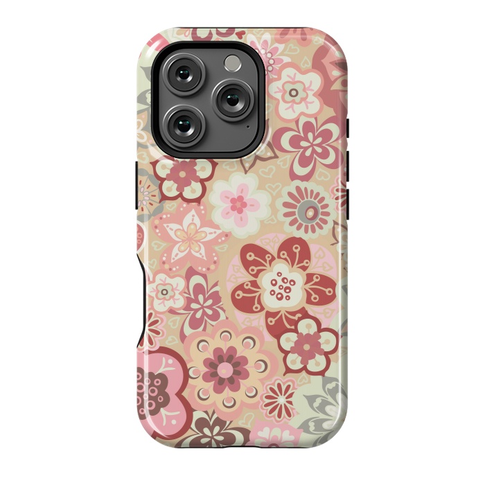 iPhone 16 Pro StrongFit Beautiful Bouquet of Blooms-Beige and Pink by Paula Ohreen