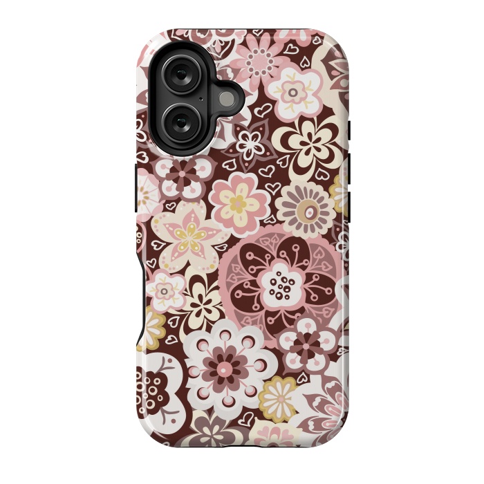 iPhone 16 StrongFit Bouquet of Blooms-Brown and Yellow by Paula Ohreen