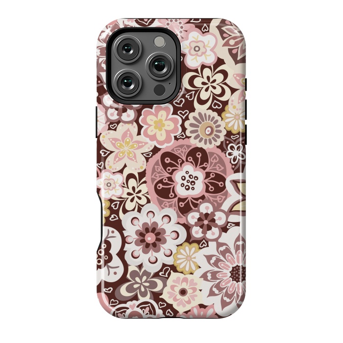 iPhone 16 Pro Max StrongFit Bouquet of Blooms-Brown and Yellow by Paula Ohreen