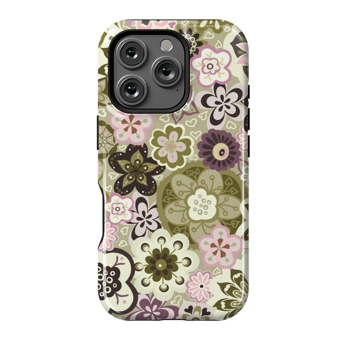 iPhone 16 Pro StrongFit Bouquet of Blooms-Green and Pink by Paula Ohreen