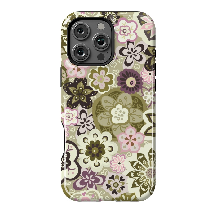 iPhone 16 Pro Max StrongFit Bouquet of Blooms-Green and Pink by Paula Ohreen