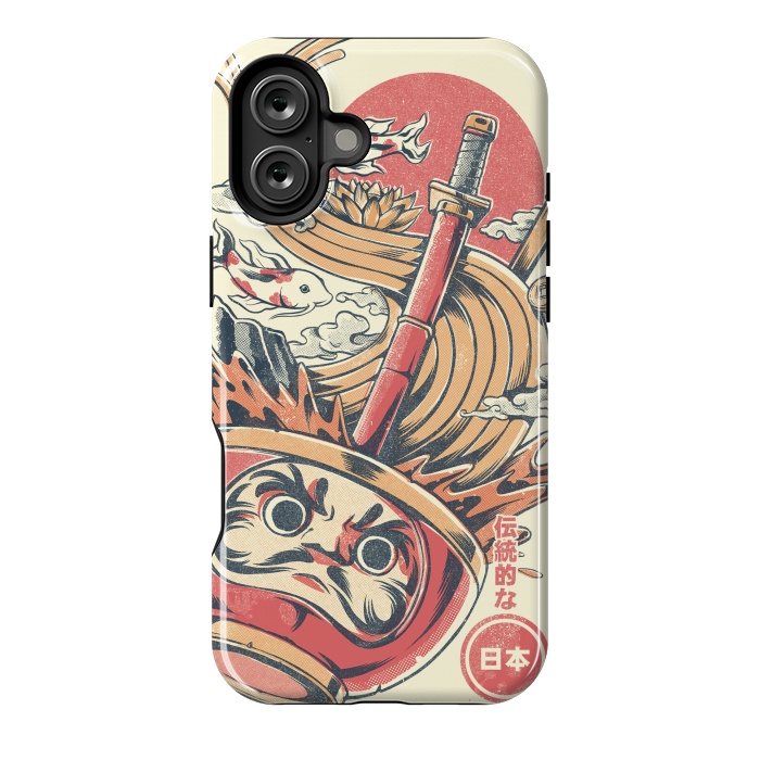 iPhone 16 Plus StrongFit Daruma Ramen - White by Ilustrata