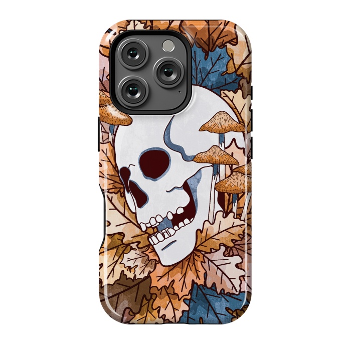 iPhone 16 Pro StrongFit The autumnal skull and mushrooms by Steve Wade (Swade)