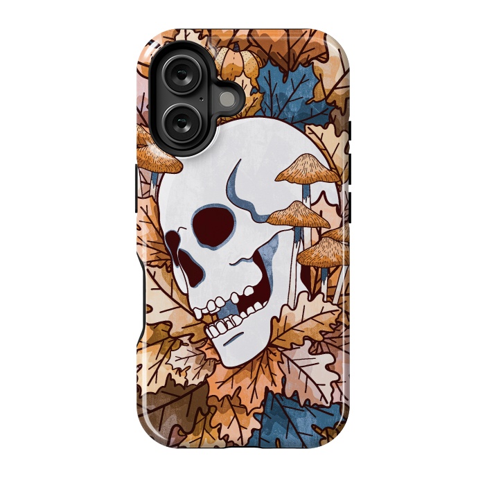 iPhone 16 StrongFit The autumnal skull and mushrooms by Steve Wade (Swade)