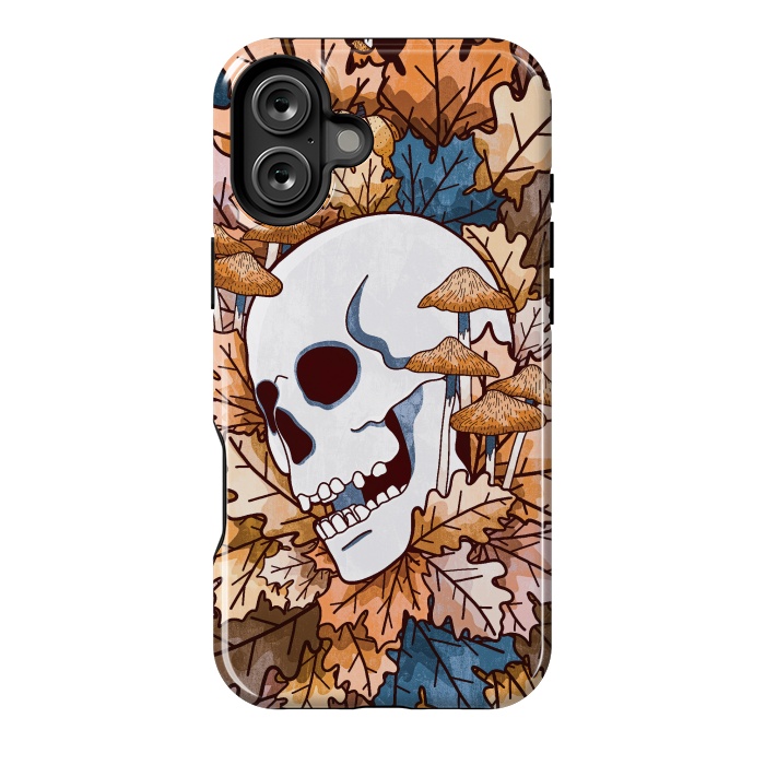 iPhone 16 Plus StrongFit The autumnal skull and mushrooms by Steve Wade (Swade)