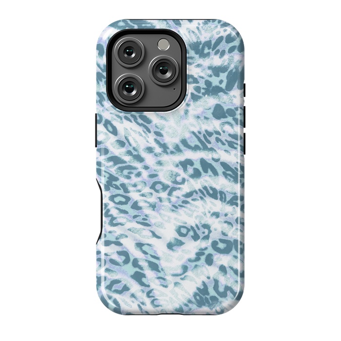 iPhone 16 Pro StrongFit Baby blue brushed leopard print and tiger stripes by Oana 