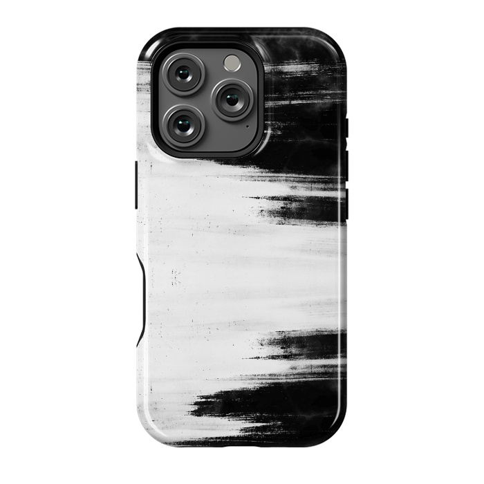 iPhone 16 Pro StrongFit Black and white brushed marble by Oana 