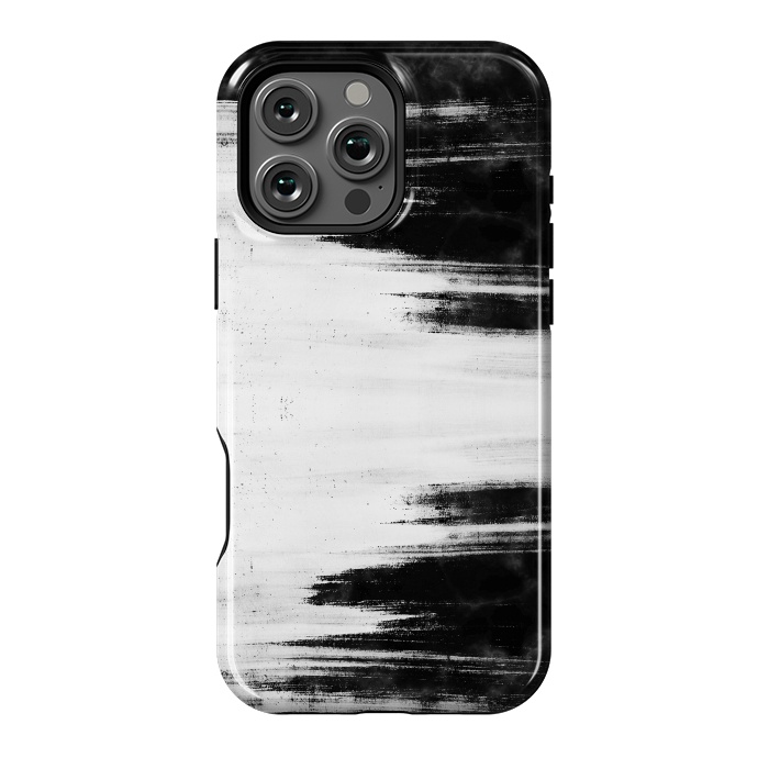 iPhone 16 Pro Max StrongFit Black and white brushed marble by Oana 