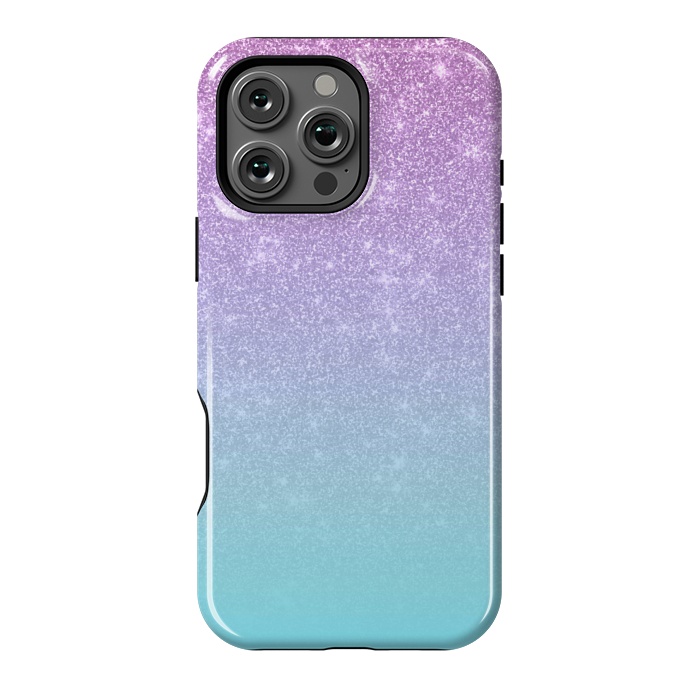 iPhone 16 Pro Max StrongFit Girly Purple Blue Glitter Ombre Gradient by Julie Erin Designs