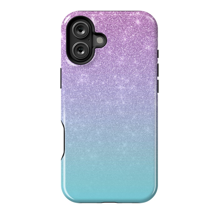 iPhone 16 Plus StrongFit Girly Purple Blue Glitter Ombre Gradient by Julie Erin Designs