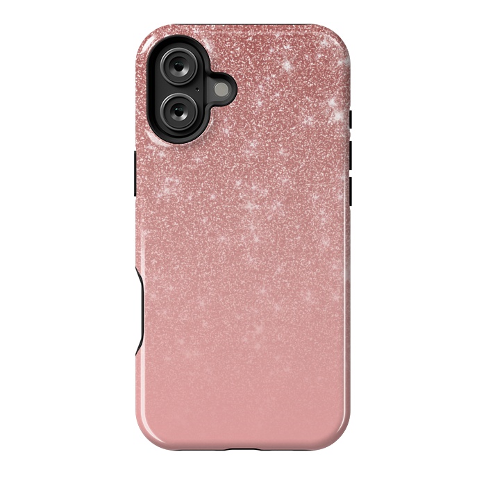 iPhone 16 Plus StrongFit Glam Rose Gold Glitter Ombre by Julie Erin Designs