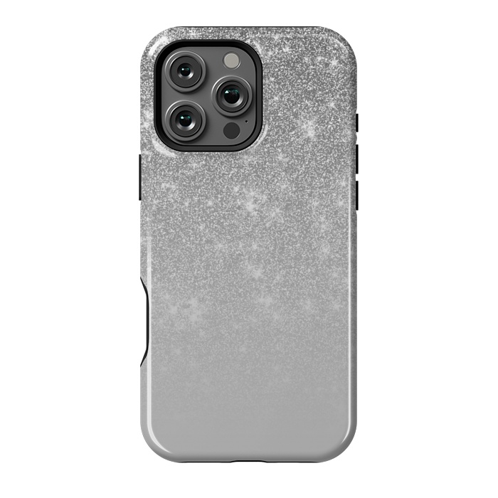 iPhone 16 Pro Max StrongFit Glam Silver Glitter Grey Ombre Gradient by Julie Erin Designs