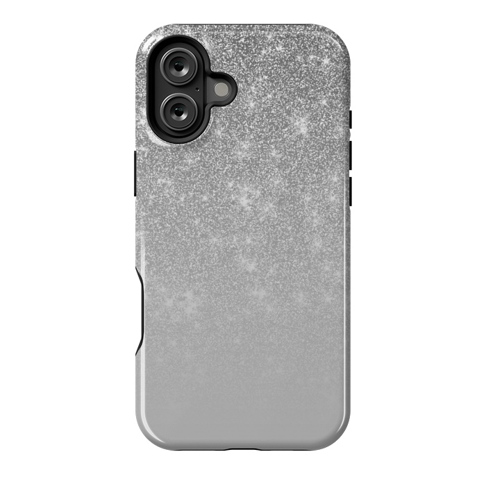 iPhone 16 Plus StrongFit Glam Silver Glitter Grey Ombre Gradient by Julie Erin Designs