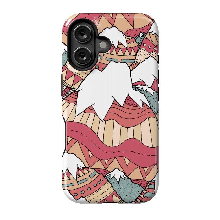 iPhone 16 StrongFit Winter Aztec mountains  by Steve Wade (Swade)