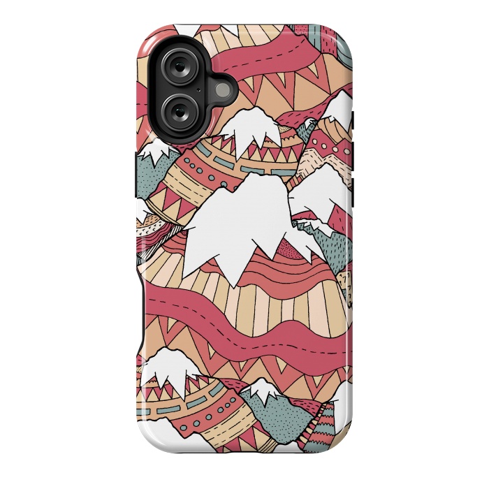 iPhone 16 Plus StrongFit Winter Aztec mountains  by Steve Wade (Swade)