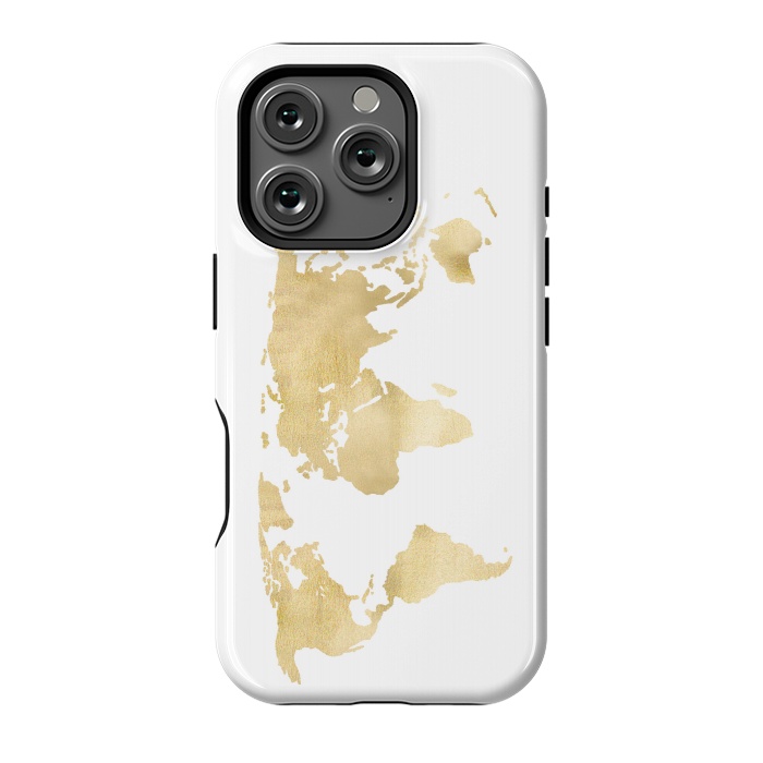 iPhone 16 Pro StrongFit Gold World Map by Tangerine-Tane