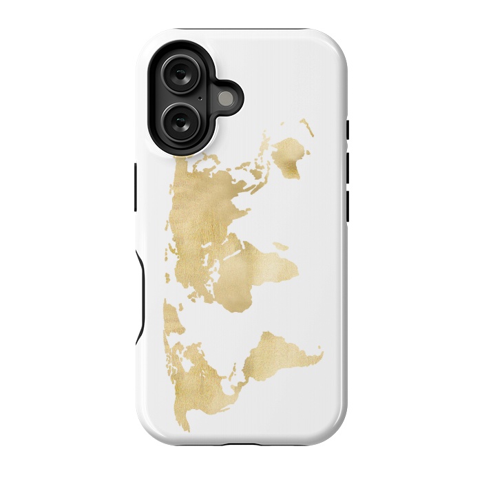 iPhone 16 StrongFit Gold World Map by Tangerine-Tane