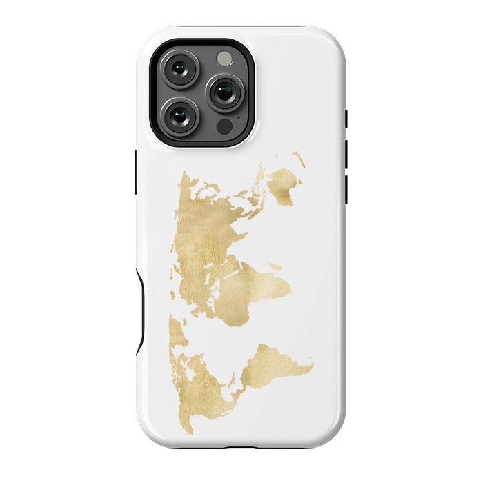 iPhone 16 Pro Max StrongFit Gold World Map by Tangerine-Tane