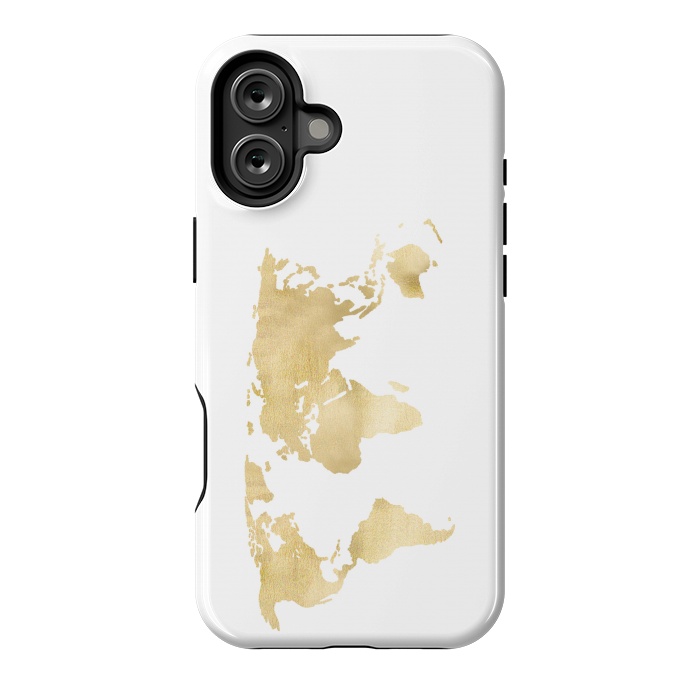 iPhone 16 Plus StrongFit Gold World Map by Tangerine-Tane